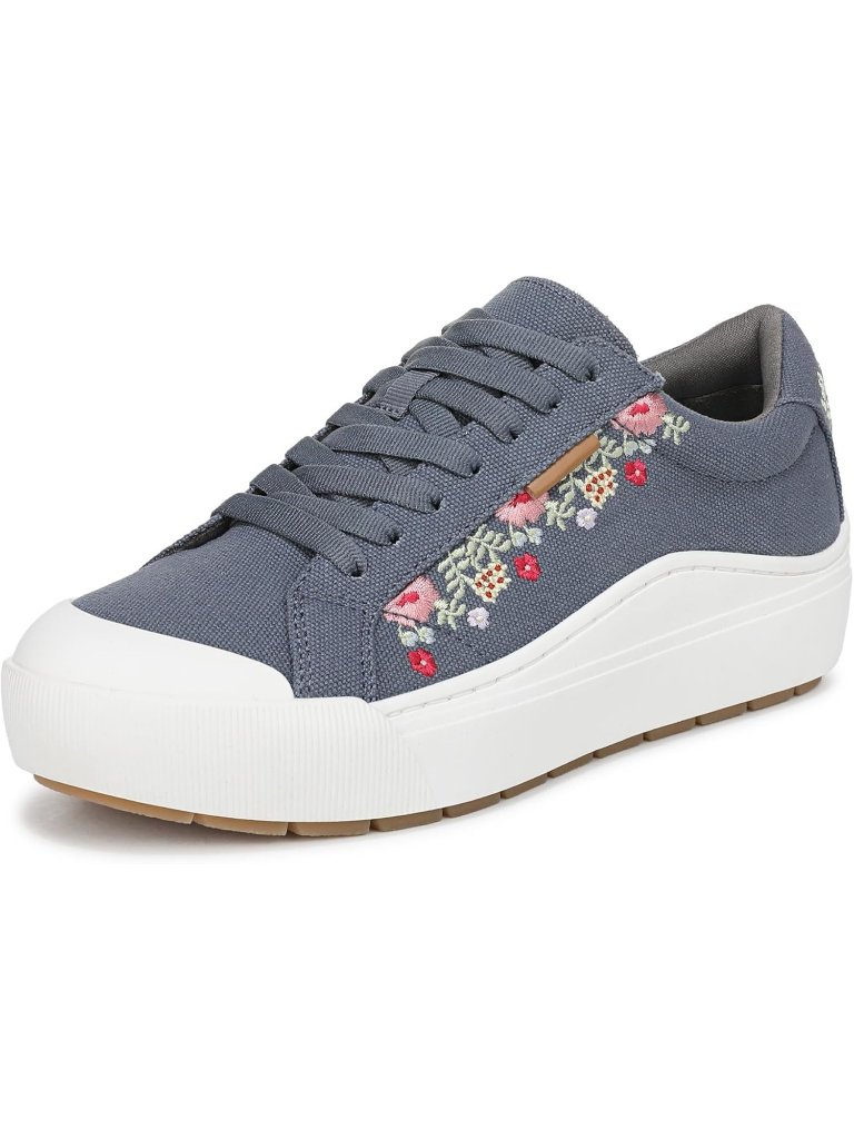 Women's Blue Floral Comfortable Boot Slip On Fashion Sneaker Lace Up Casual Shoe